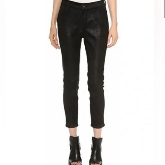 rag & bone Black Suede Lamb Leather Crop Pants 27 - Picture 1 of 12